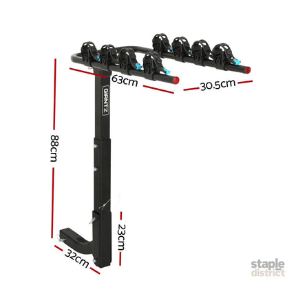 Giantz 4 Bicycle Carrier Bike Rack Car Rear Hitch Mount 2’’ Towbar Foldable,Giantz 4 Bicycle Carrier Bike Rack Car Rear
