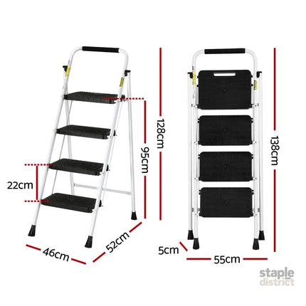 Giantz 4 Step Ladder Multi-Purpose Folding Steel Light Weight Platform - Tools > Industrial Tools > Ladders &