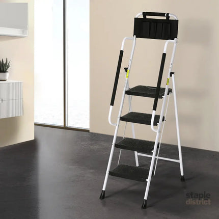 Giantz 4 Step Ladder Multi-Purpose Folding Steel Platform Tool Bag Handrails - Home & Garden > Storage > Clothing &