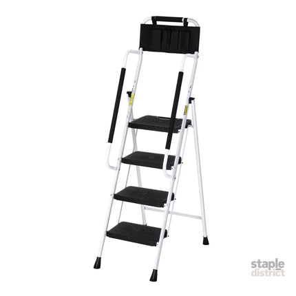 Giantz 4 Step Ladder Multi-Purpose Folding Steel Platform Tool Bag Handrails - Home & Garden > Storage > Clothing &