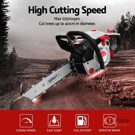 Giantz 42CC Petrol Chainsaw 16’’ Bar Chain Saw Lightweight for Pruning Cutting - Tools > Power Tools > Chainsaws