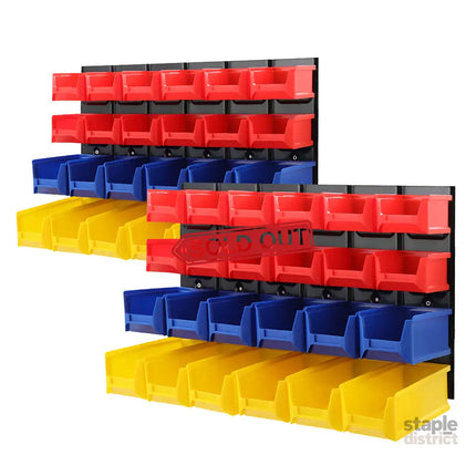 Giantz 48 Storage Bin Rack Wall Mounted Peg Board - Tools > Tools Storage > Wall Storage Racks