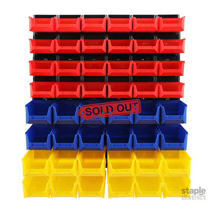 Giantz 48 Storage Bin Rack Wall Mounted Peg Board - Tools > Tools Storage > Wall Storage Racks