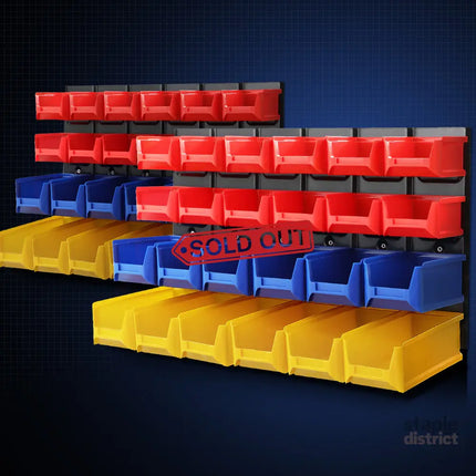 Giantz 48 Storage Bin Rack Wall Mounted Peg Board - Tools > Tools Storage > Wall Storage Racks