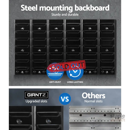 Giantz 48 Storage Bin Rack Wall Mounted Peg Board - Tools > Tools Storage > Wall Storage Racks
