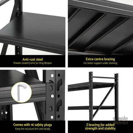 Giantz 4Mx1.8M Garage Shelving Warehouse Rack Black - Tools > Tools Storage > Wall Storage Racks