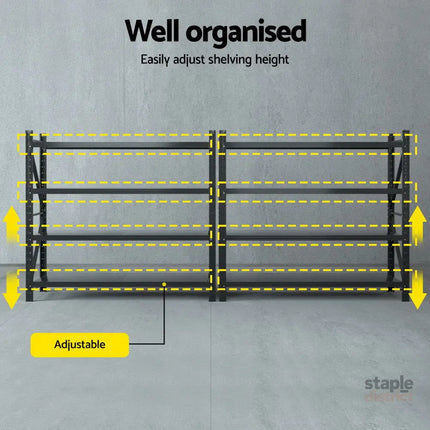 Giantz 4Mx1.8M Garage Shelving Warehouse Rack Black - Tools > Tools Storage > Wall Storage Racks