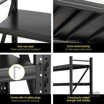 Giantz 4Mx2M Garage Shelving Warehouse Rack Black - Tools > Tools Storage > Wall Storage Racks