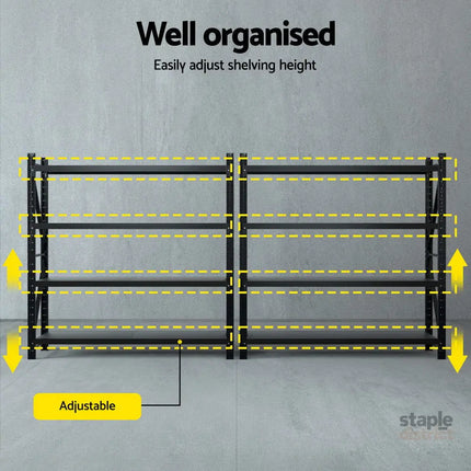 Giantz 4Mx2M Garage Shelving Warehouse Rack Black - Tools > Tools Storage > Wall Storage Racks