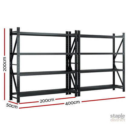 Giantz 4Mx2M Garage Shelving Warehouse Rack Black - Tools > Tools Storage > Wall Storage Racks