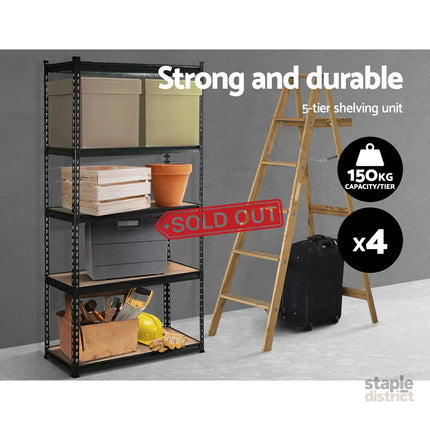 Giantz 4x1.5M Garage Shelving Warehouse Rack Pallet Racking Storage Shelve Black - Tools > Tools Storage > Wall Storage