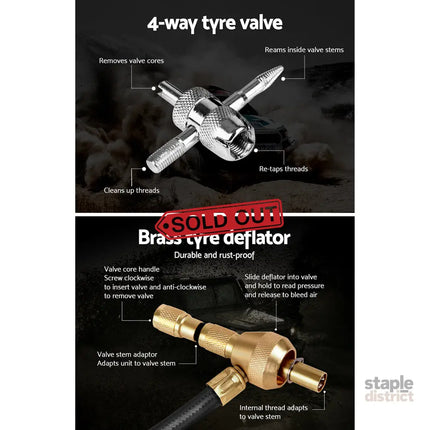 Giantz 4X4 4WD Gauge Valve Rapid Tyre/Tire Deflator - Auto Accessories > Auto Accessories Others > Automotive Gauges