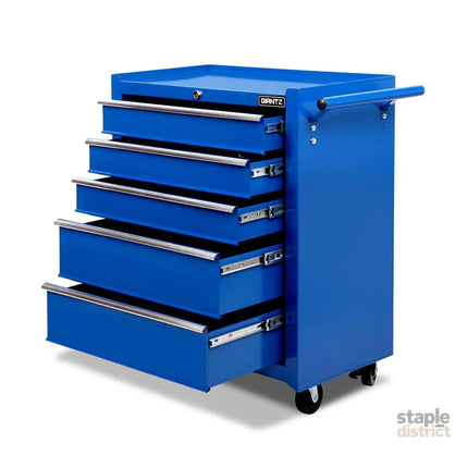 Giantz 5 Drawer Tool Box Cabinet Chest Trolley Box Garage Storage Toolbox Blue - Tools > Tools Storage > Tool Cabinets