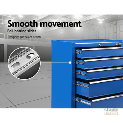 Giantz 5 Drawer Tool Box Cabinet Chest Trolley Box Garage Storage Toolbox Blue - Tools > Tools Storage > Tool Cabinets