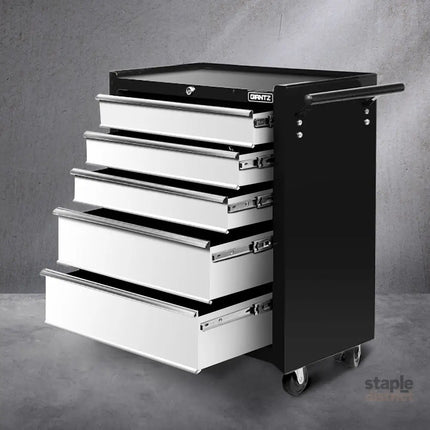 Giantz 5 Drawer Tool Box Cabinet Chest Trolley Box Garage Storage Toolbox Grey - Tools > Tools Storage > Tool Cabinets