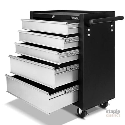Giantz 5 Drawer Tool Box Cabinet Chest Trolley Box Garage Storage Toolbox Grey - Tools > Tools Storage > Tool Cabinets