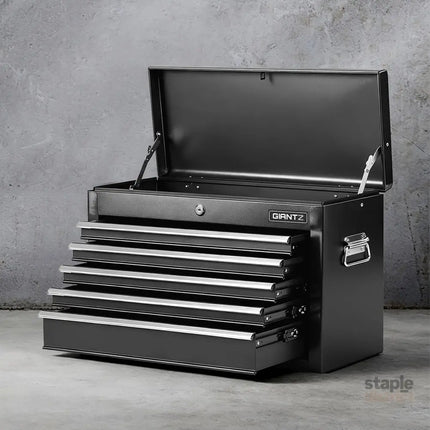 GIANTZ 5 Drawer Tool Chest Box Cabinet Lockable Garage Storage Organiser Black - Tools > Tools Storage > Tool Boxes