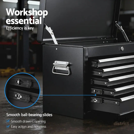 GIANTZ 5 Drawer Tool Chest Box Cabinet Lockable Garage Storage Organiser Black - Tools > Tools Storage > Tool Boxes