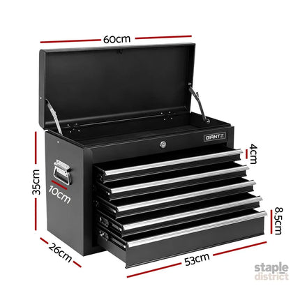 GIANTZ 5 Drawer Tool Chest Box Cabinet Lockable Garage Storage Organiser Black - Tools > Tools Storage > Tool Boxes