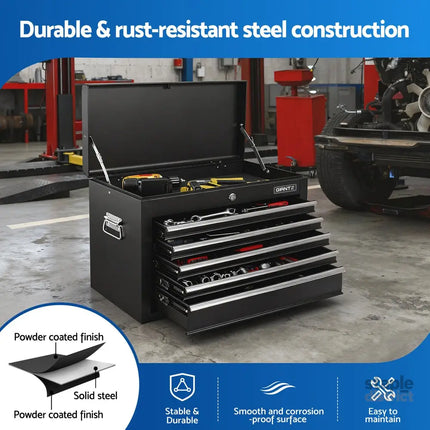 GIANTZ 5 Drawer Tool Chest Box Cabinet Lockable Garage Storage Organiser Black - Tools > Tools Storage > Tool Boxes