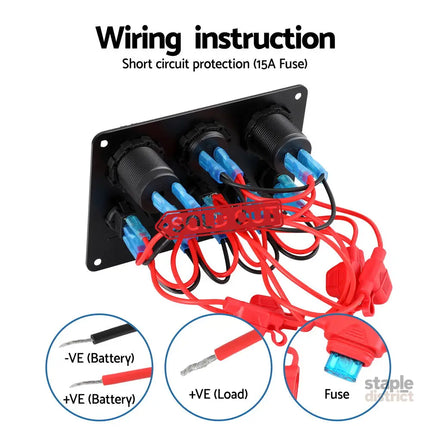 Giantz 5 Gang 12V Switch Panel For Car Boat Marine USB ON-OFF LED Rocker Toggle - Baby & Kids > Ride On Cars Go-karts &