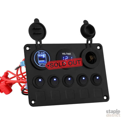 Giantz 5 Gang 12V Switch Panel For Car Boat Marine USB ON-OFF LED Rocker Toggle - Baby & Kids > Ride On Cars Go-karts &