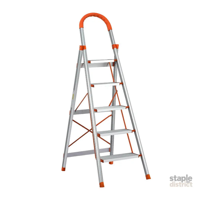 Giantz 5 Step Ladder Multi-Purpose Folding Aluminium Light Weight Non Slip Platform - Tools > Industrial Tools >