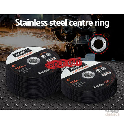 Giantz 50-Piece Cutting Discs 4’’ 100mm,Giantz 50pcs 4’’ Cutting Discs 100mm Angle Grinder Thin Cut Off Wheel for Metal