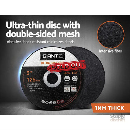 Giantz 500-Piece Cutting Discs 5’’ 125mm Angle Grinder Thin Cut Off Wheel Metal - Tools > Industrial Tools > Saw