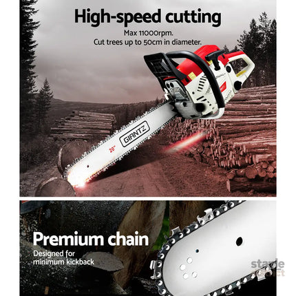 Giantz 58cc Petrol Chainsaw 20 Inch Bar Chain Saw Tree Pruner 2 Stroke E-Start - Tools > Power Tools > Chainsaws