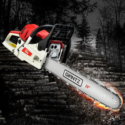 Giantz 58cc Petrol Chainsaw 20 Inch Bar Chain Saw Tree Pruner 2 Stroke E-Start - Tools > Power Tools > Chainsaws