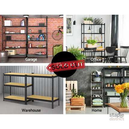Giantz 5x1.5M Garage Shelving Warehouse Rack Pallet Racking Storage Shelve Black - Tools > Tools Storage > Wall Storage