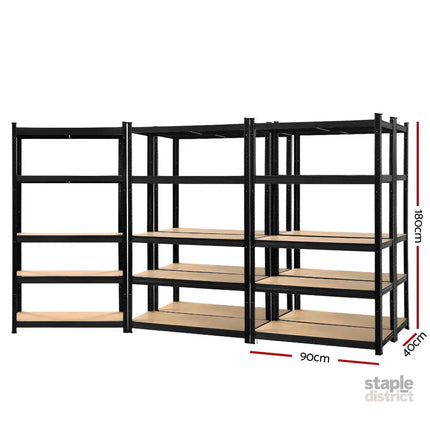 Giantz 5x1.8M Garage Shelving Warehouse Rack Pallet Racking Storage Shelf Black - Tools > Tools Storage > Wall Storage