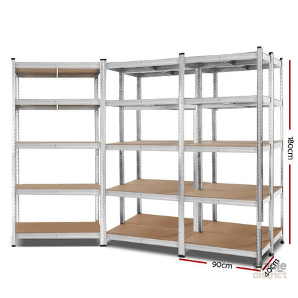 Giantz 5x1.8M Garage Shelving Warehouse Rack Pallet Racking Storage Shelf Silver - Tools > Tools Storage > Wall Storage