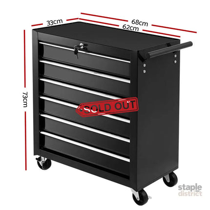 Giantz 6 Drawer Tool Box Cabinet Chest Trolley Cart Garage Toolbox Storage - Tools > Tools Storage > Tool Cabinets