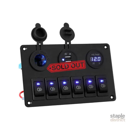Giantz 6 Gang 12V Switch Panel For Car Boat Marine USB ON-OFF LED Rocker Toggle - Baby & Kids > Ride On Cars Go-karts &
