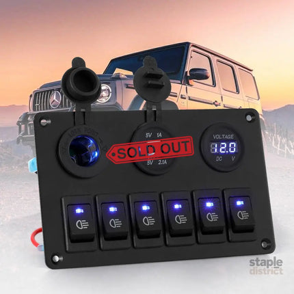 Giantz 6 Gang 12V Switch Panel For Car Boat Marine USB ON-OFF LED Rocker Toggle - Baby & Kids > Ride On Cars Go-karts &