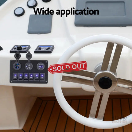 Giantz 6 Gang 12V Switch Panel For Car Boat Marine USB ON-OFF LED Rocker Toggle - Baby & Kids > Ride On Cars Go-karts &