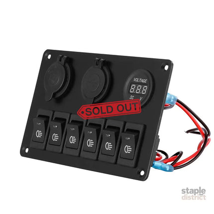 Giantz 6 Gang 12V Switch Panel For Car Boat Marine USB ON-OFF LED Rocker Toggle - Baby & Kids > Ride On Cars Go-karts &