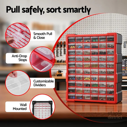 Giantz 60-Drawer Tool Storage Cabinet Anti-Drop Hardware Organizer Storage Box - Tools > Tools Storage > Tool Boxes