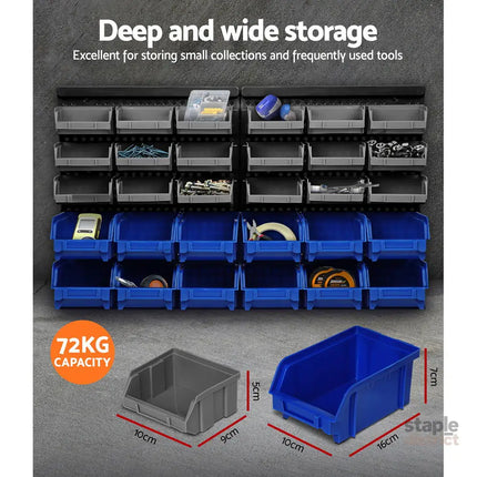 Giantz 60 Storage Bin Rack Wall Mounted - Tools > Tools Storage > Wall Storage Racks