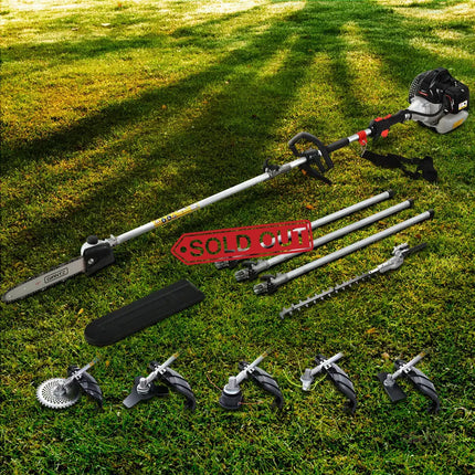Giantz 62CC Pole Chainsaw Hedge Trimmer Brush Cutter Whipper 7-in-1 5.6m Black - Tools > Power Tools > Chainsaws