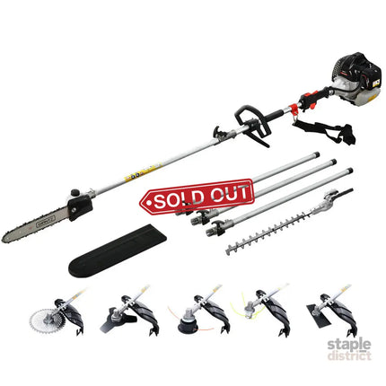 Giantz 62CC Pole Chainsaw Hedge Trimmer Brush Cutter Whipper 7-in-1 5.6m Black - Tools > Power Tools > Chainsaws