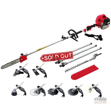 Giantz 62CC Pole Chainsaw Hedge Trimmer Brush Cutter Whipper 9-in-1 5.6m Red - Tools > Power Tools > Chainsaws