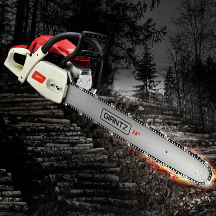 Giantz 65cc Petrol Chainsaw 24 Inch Bar Chain Saw Tree Pruner 2 Stroke E-Start - Tools > Power Tools > Chainsaws