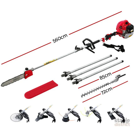 Giantz 65CC Pole Chainsaw Hedge Trimmer Brush Cutter Whipper Snipper 7-in-1 5.6m - Tools > Power Tools > Chainsaws