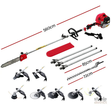 Giantz 65CC Pole Chainsaw Hedge Trimmer Brush Cutter Whipper Snipper Saw 9-in-1 5.6m - Tools > Power Tools > Chainsaws