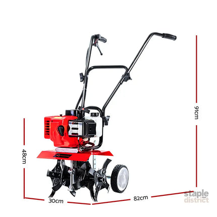 Giantz 65CC Tiller Rototiller Garden Cultivator 4 Blades Soil Power Rotary Hoe - Tools > Power Tools > Outdoor Power