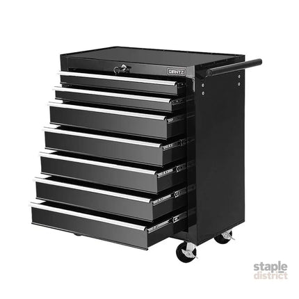 Giantz 7 Drawer Tool Box Cabinet Chest Trolley Storage Garage Toolbox Black - Tools > Tools Storage > Tool Cabinets