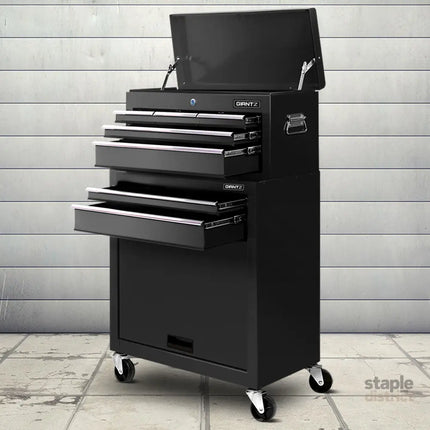 Giantz 7 Drawer Tool Box Cabinet Chest Trolley Toolbox Garage Storage Black - Tools > Tools Storage > Tool Cabinets